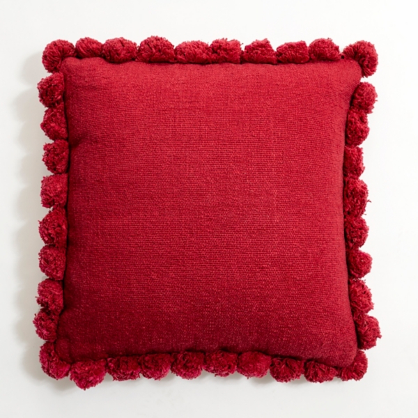 Red Textured Pom Pom Pillow Kirklands Home
