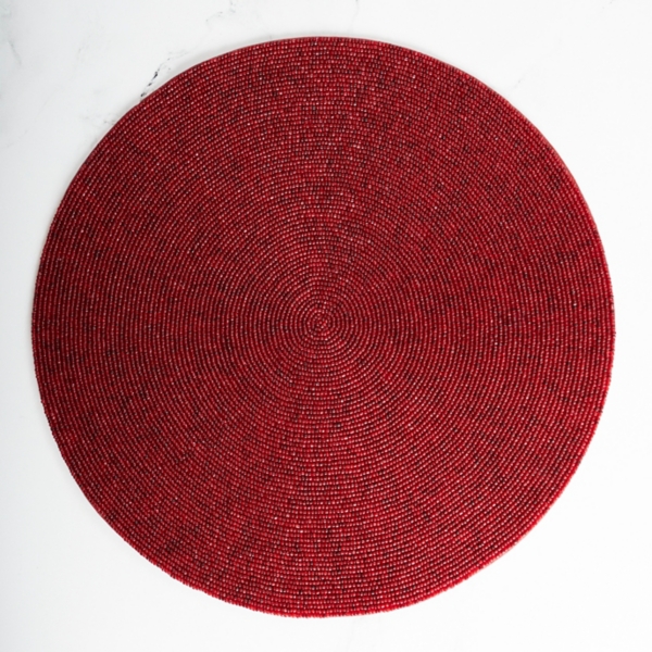 Red Beaded Round Placemat Kirklands Home