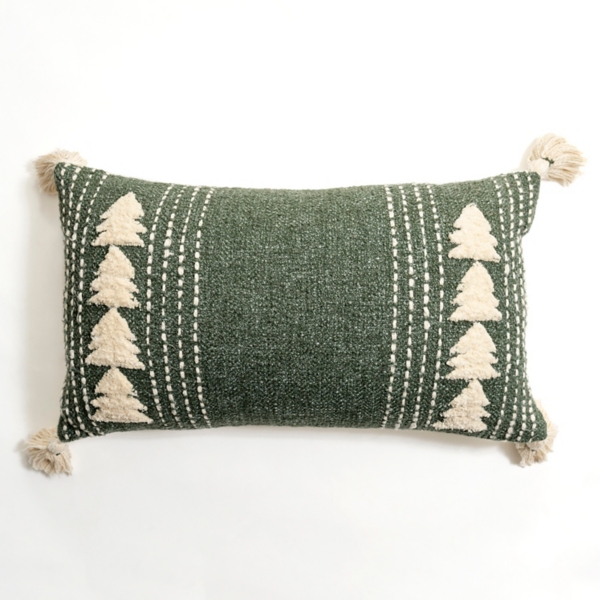 Green and White Tree Lumbar Pillow Kirklands Home