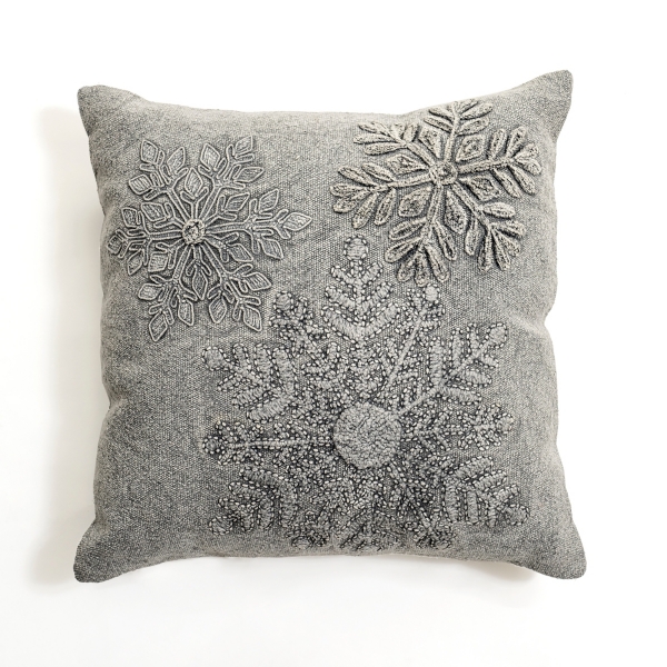 Gray Embroidered Snowflake Pillow Kirklands Home