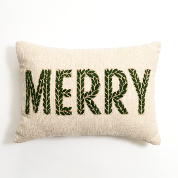 Green Merry Christmas Throw Pillow Cover Lumbar Christmas Pillow Cover  14x20 Christmas Pillows Holiday Pillows 