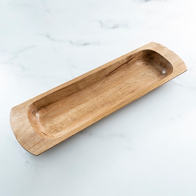 White Carved Mango Wood Tray