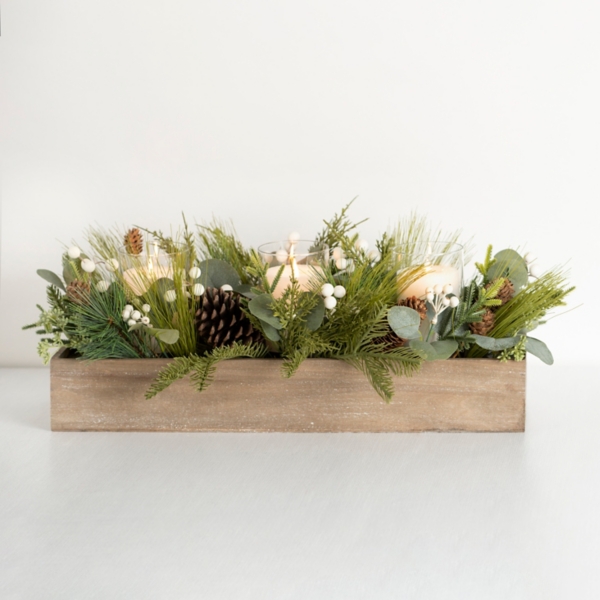 White Berry Pinecone Candle Centerpiece | Kirklands Home