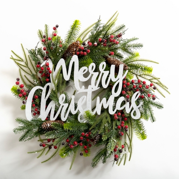 Pine and Berry Merry Christmas Wreath Kirklands Home
