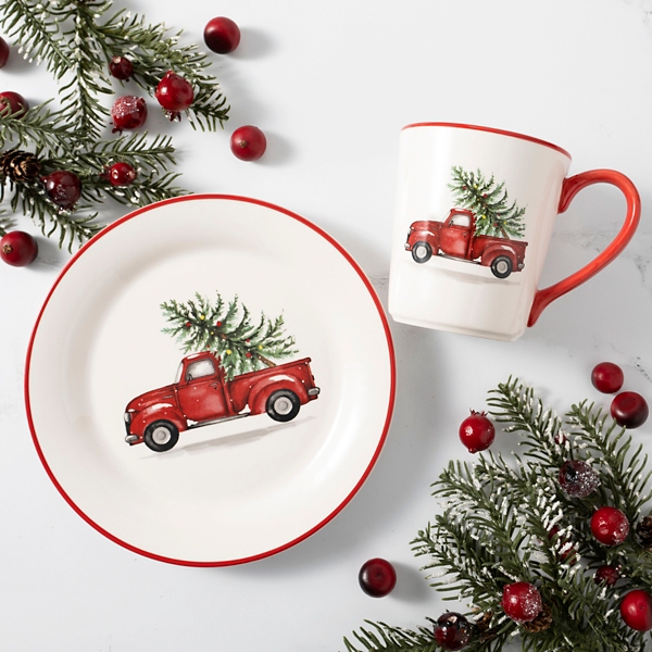 Christmas Red Truck Tree Plastic Cups - Stesha Party - christmas, cup,  vintage red truck