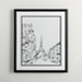 Black Eiffel Tower Sketch Framed Art Print
