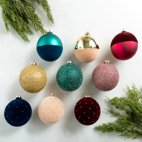 Bejeweled Velvet Christmas Ornaments, Set of 9 | Kirklands Home