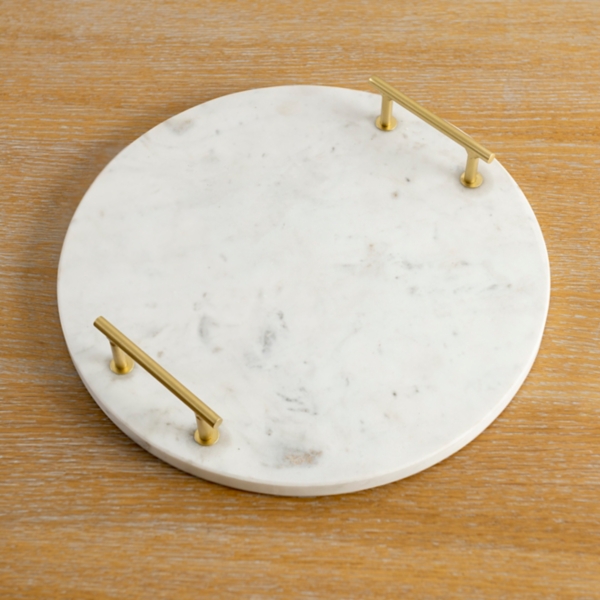 White Marble and Gold Serving Tray Kirklands Home