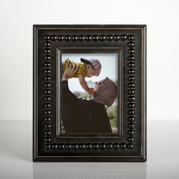 Beaded Brown and Silver Frame. Easel Frame. Table Picture Frame