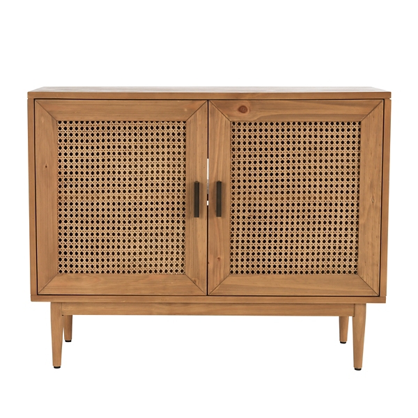 Wood and cane cabinet discount