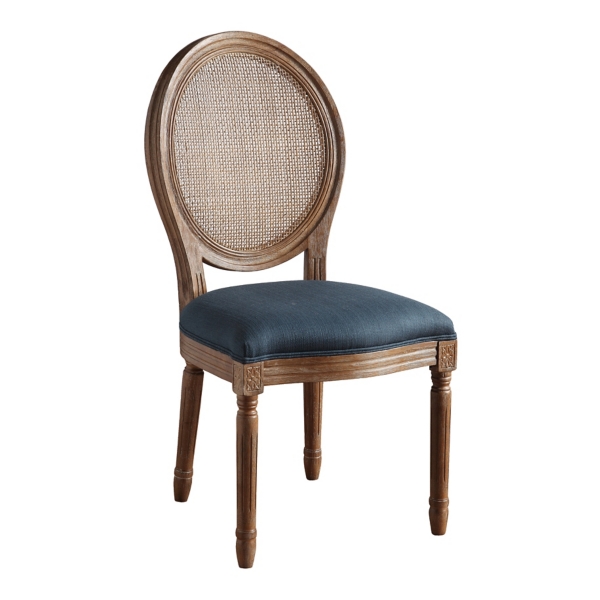 Navy and Brown Cane Oval Back Dining Chair Kirklands Home