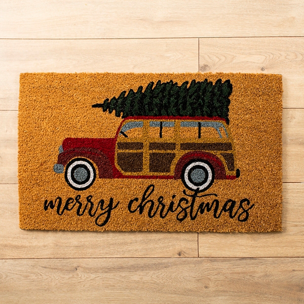 Woody Wagon Christmas Tree Doormat Kirklands Home