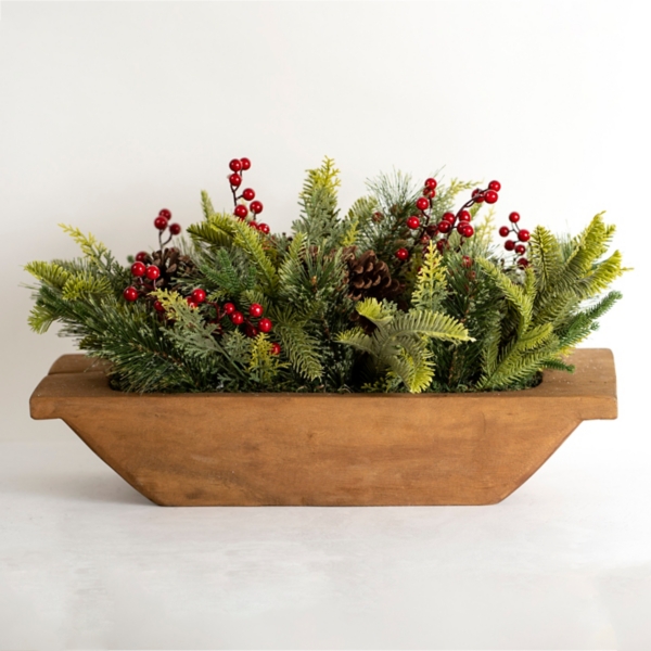 Pine Berry Christmas Dough Bowl Arrangement Kirklands Home