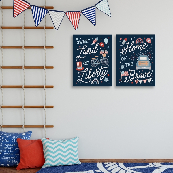 Liberty & Brave Canvas Wall Plaques, Set of 2