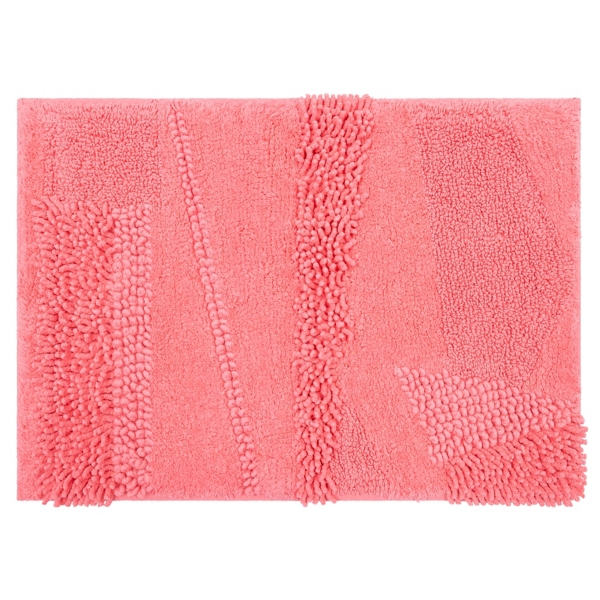 Hot Pink Asymmetrical Cotton Bath Mat, 60 in.