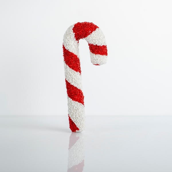 Beaded Woven Straw - Candy Cane Ornament