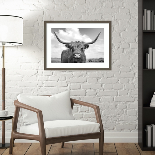 Grayscale Highland Cow Framed Wall Art Kirklands Home
