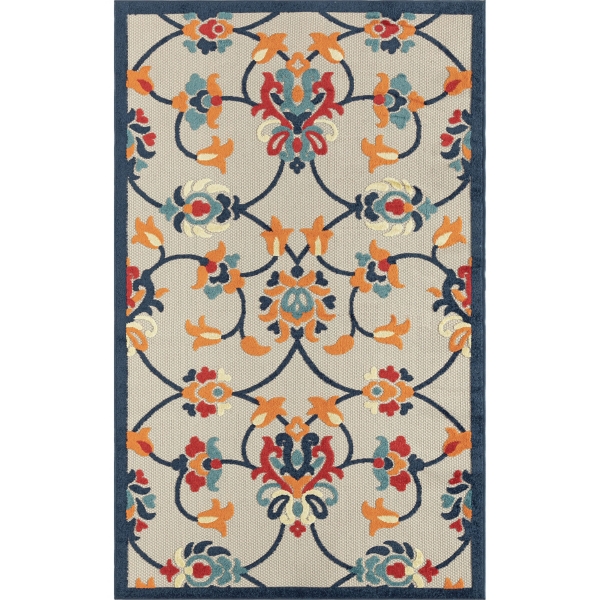 Lyla Multi Floral Damask Indoor/Outdoor Rug, 5x8 | Kirklands Home