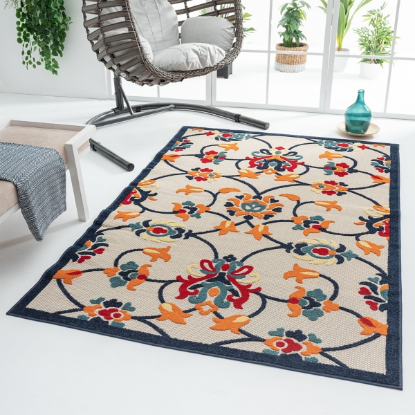Lyla Multi Floral Damask Indoor/Outdoor Rug, 5x8