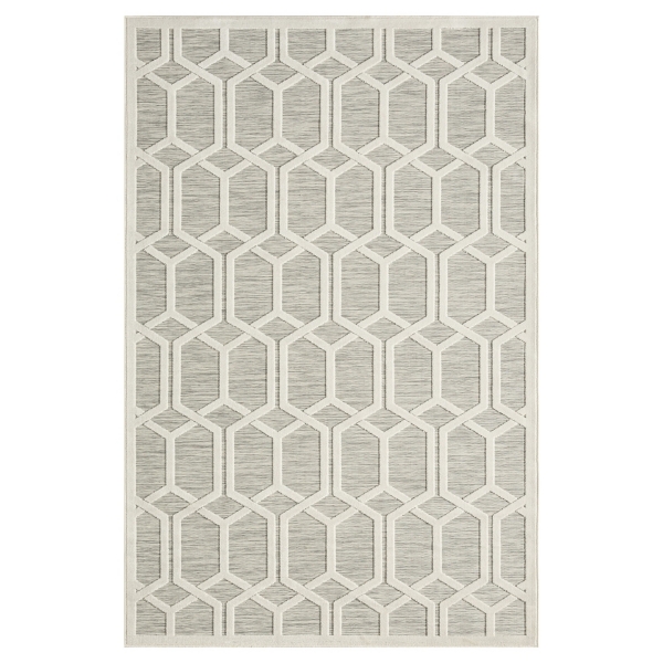 Gray Raised Honeycomb Indoor/Outdoor Area Rug, 7x9