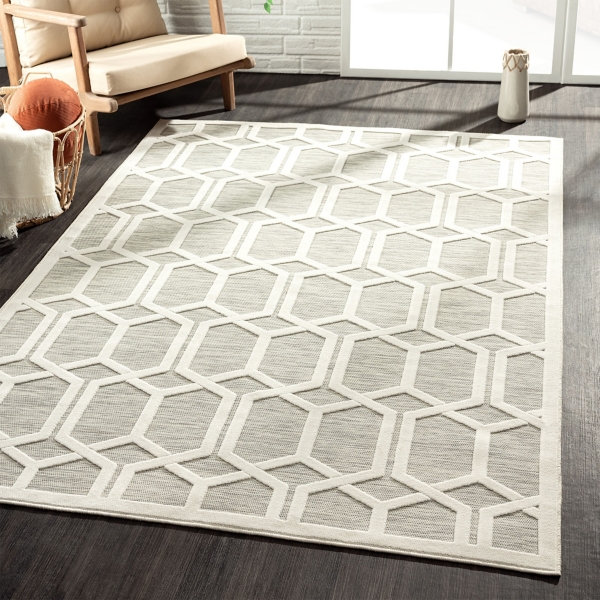 Gray Raised Indoor/Outdoor Area Rug, 7x9 Kirklands Home