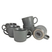 Dark Gray Linear Mugs, Set of 6