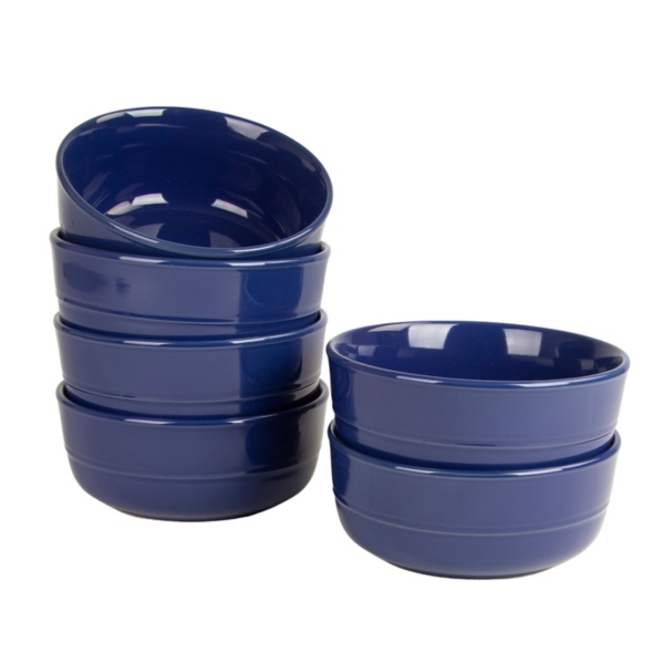 Blue Linear Cereal Bowls, Set of 6, Blue, 2.5H x 6.25, Ceramic | Kirkland's Home