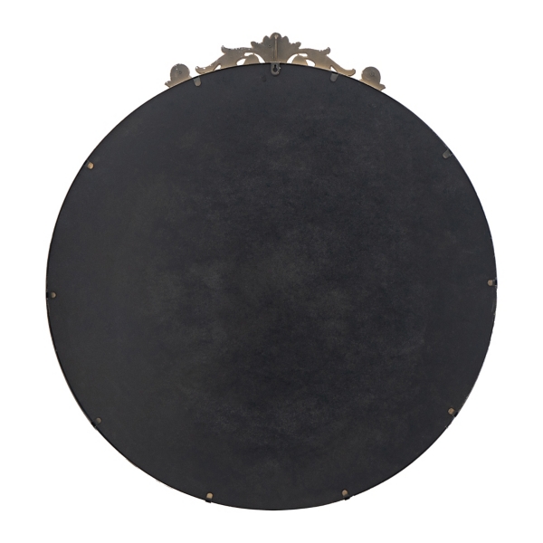 Round Antique Gold Floral Scroll Mirror, 39 in.