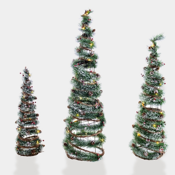 Prelit Frosted Pine Christmas Trees, Set of 3 Kirklands Home