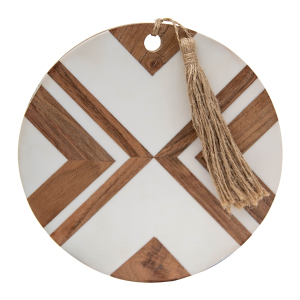 White and Natural Wood Geometric Cutting Board Kirklands Home