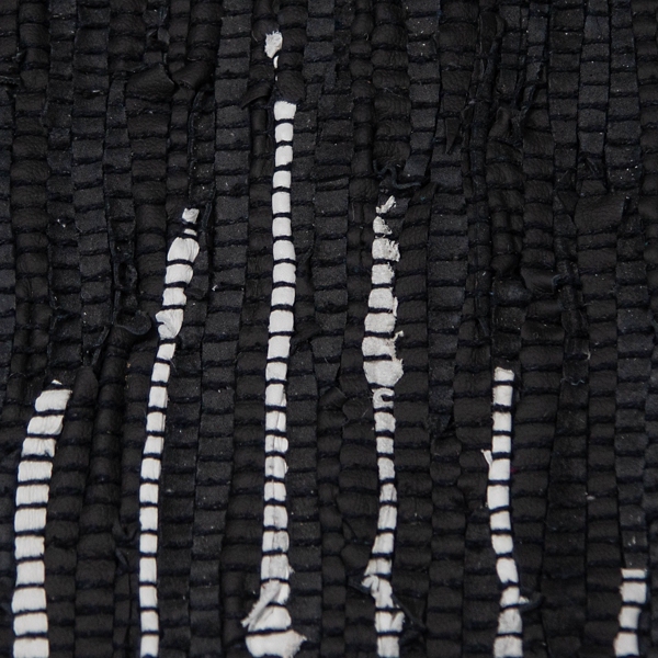 Black Artisanal Leather Diamond Scatter Rug