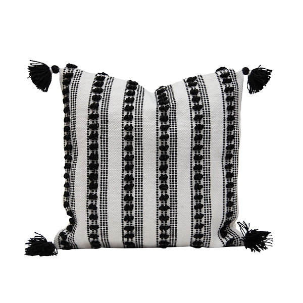 Black and White Woven Stripe Outdoor Pillow Kirklands Home