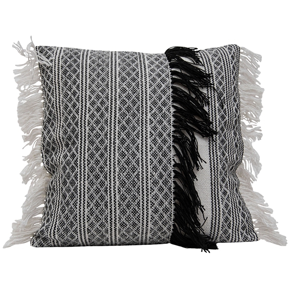 Black and White Fringe Outdoor Pillow Kirklands Home