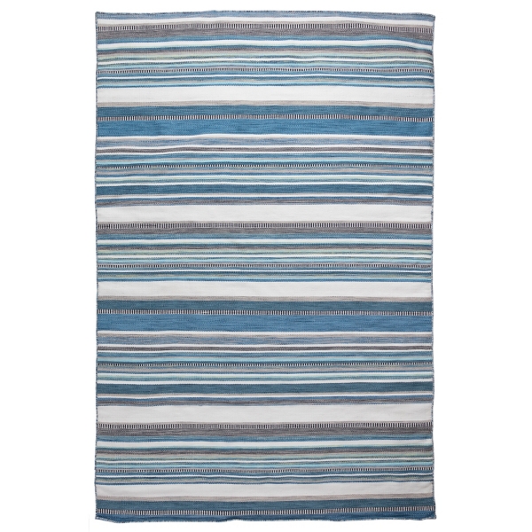 Blue Dhurri Stripe Indoor/Outdoor Area Rug, 7x9 | Kirklands Home