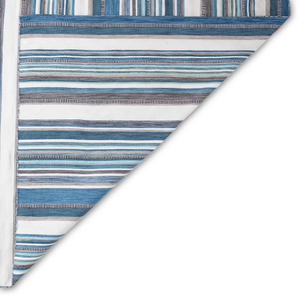 Blue Dhurri Stripe Indoor/Outdoor Area Rug, 7x9