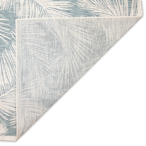 Ocean Blue Palm Leaves Outdoor Area Rug, 4x7
