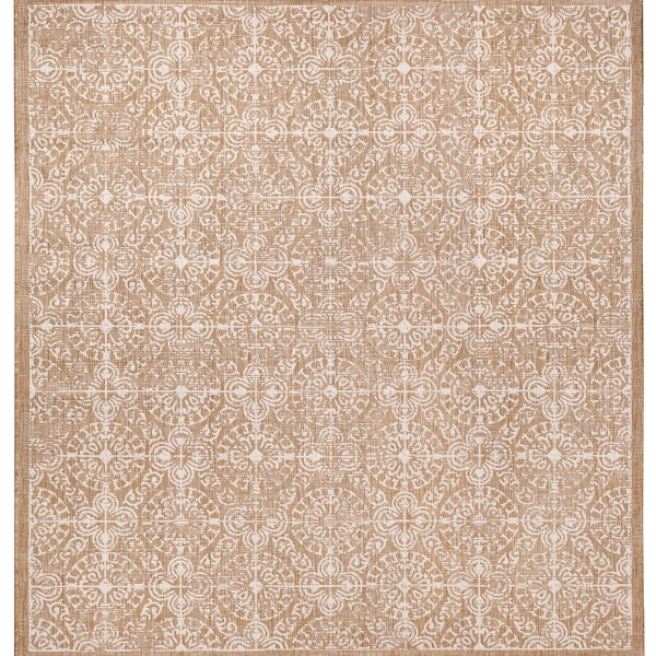 Sand Embellished Scroll Indoor/Outdoor Rug, 7x7 Kirklands Home