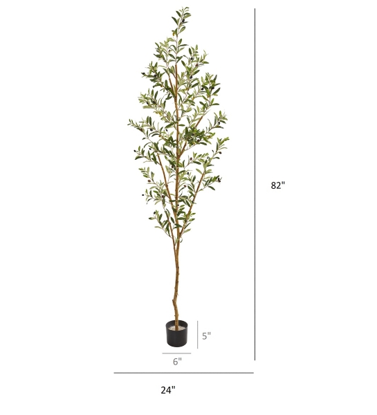 Tall Potted Olive Branch Tree, 82 in.