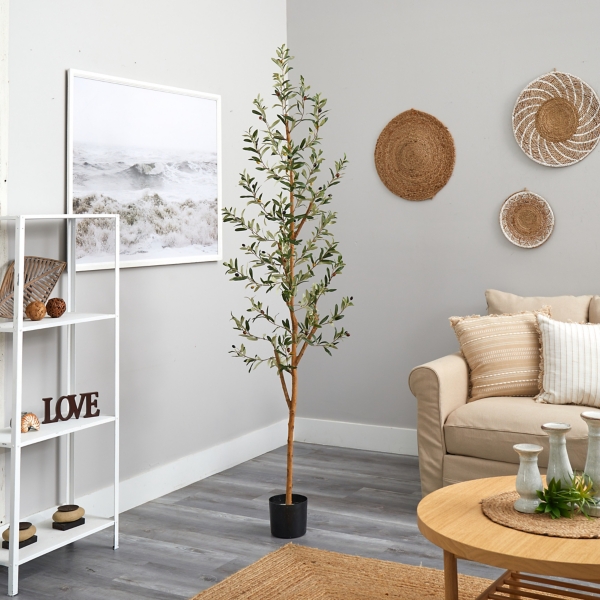 Tall Potted Olive Branch Tree, 82 in.