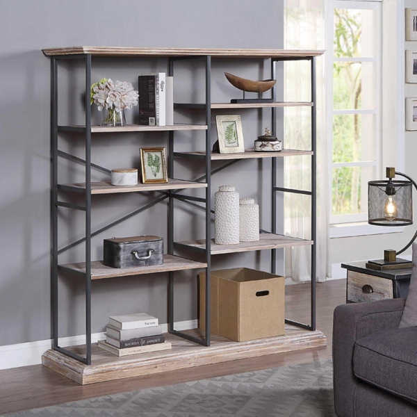 Whitewashed Etagere Industrial Bookcase | Kirklands Home