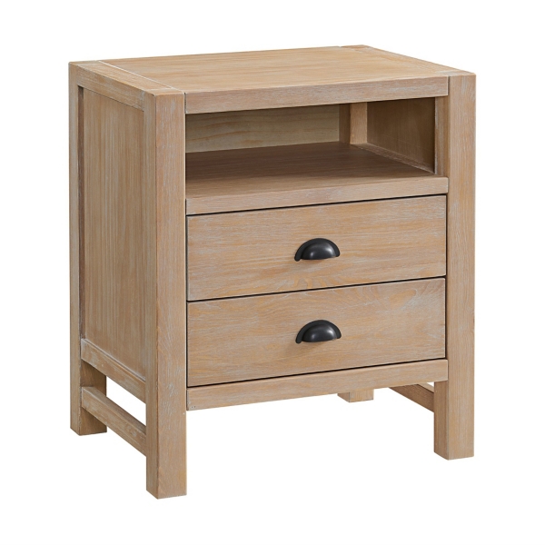 Natural Wood Grain Open Storage Nightstand