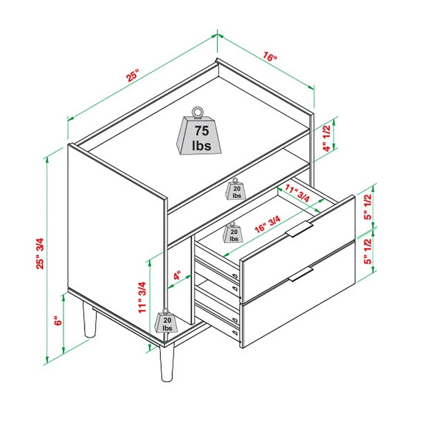 Black Modern Frame Wood Nightstand