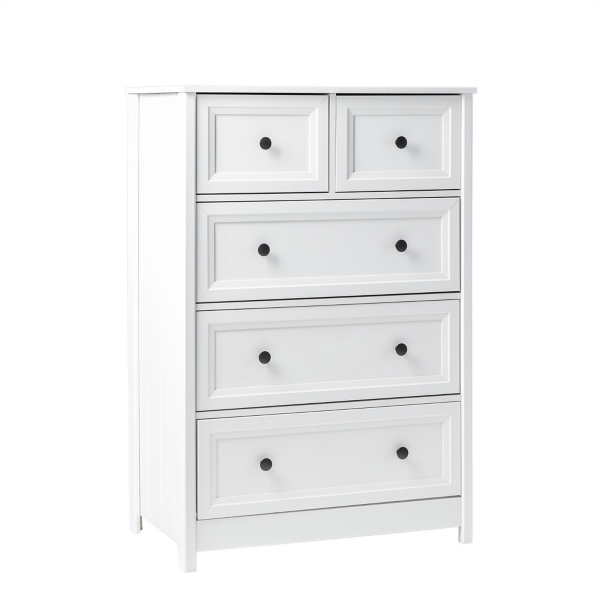 White Wood Five Framed Drawers Dresser Kirklands Home