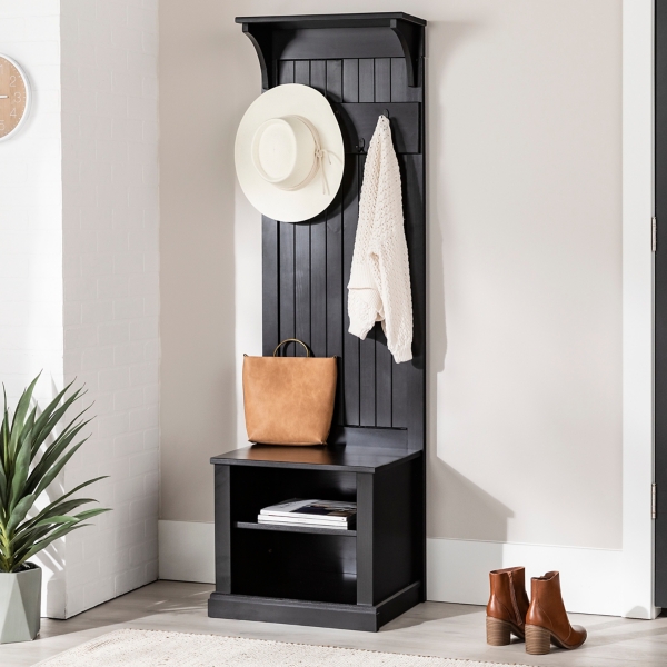 Black Pine Wood Grooved Hall Tree Kirklands Home