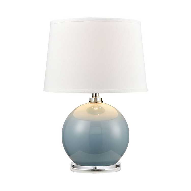Frosted Azure Glass Ball Table Lamp, Azure Clear Glass Table Lamp