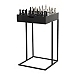 Black and Silver C-Shaped Chess Accent Table