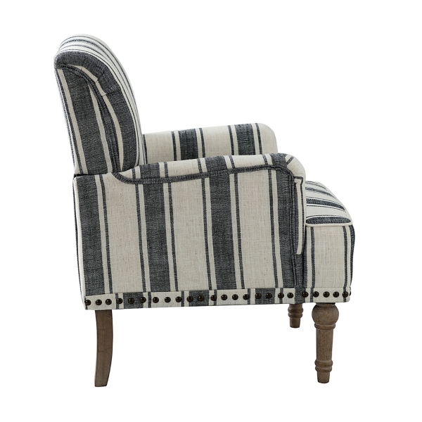 White Stripe Upholstered Accent Chair