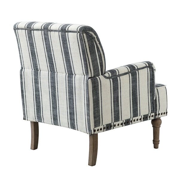 White Stripe Upholstered Accent Chair