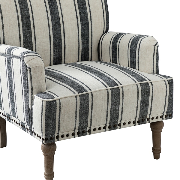White Stripe Upholstered Accent Chair