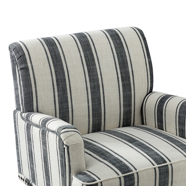 White Stripe Upholstered Accent Chair
